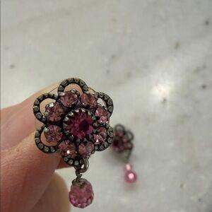 Elegant Pink Crystal Flower Earrings